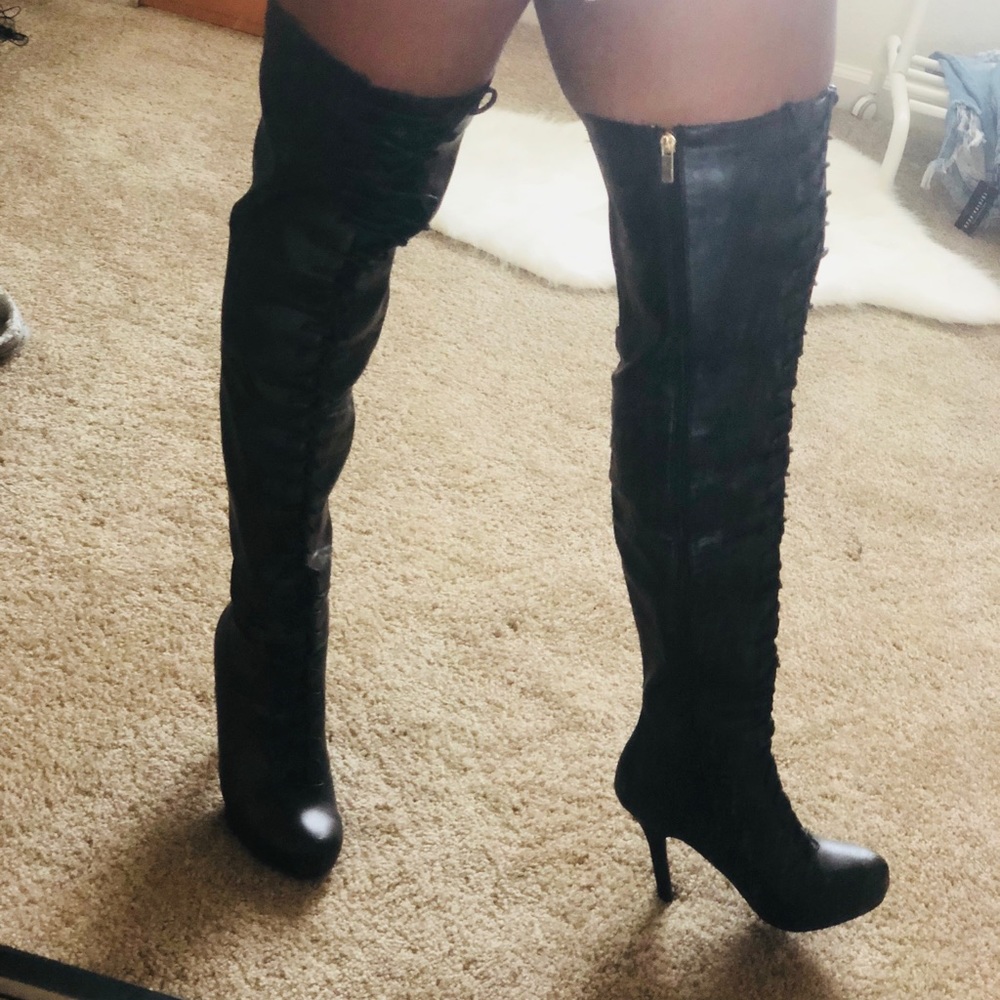 Over the knee leather boots